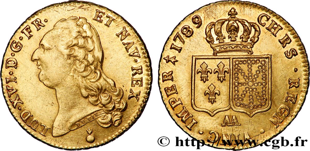 LOUIS XVI Double louis d’or aux écus accolés 1789 Metz SUP/SPL
