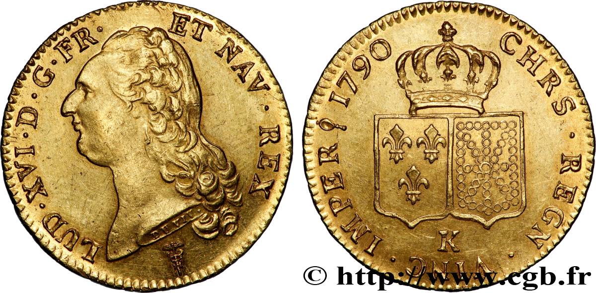 LOUIS XVI Double louis d’or aux écus accolés 1790 Bordeaux SPL