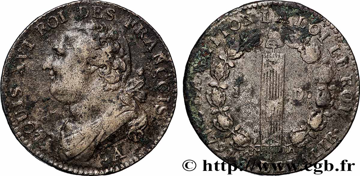 LOUIS XVI (MONARQUE CONSTITUTIONNEL)  12 deniers dit &nbsp;au faisceau&nbsp;, type FRANÇOIS 1791 Paris TTB/TB+