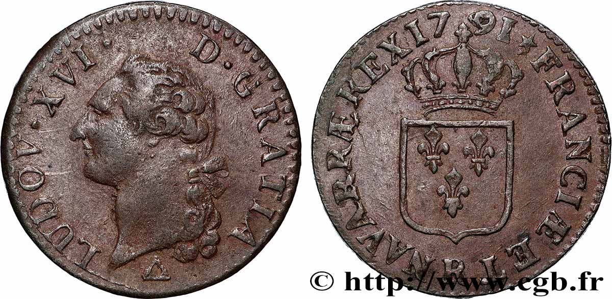 LOUIS XVI Sol dit &nbsp;à l&nbsp;écu&nbsp; 1791 Orléans XF