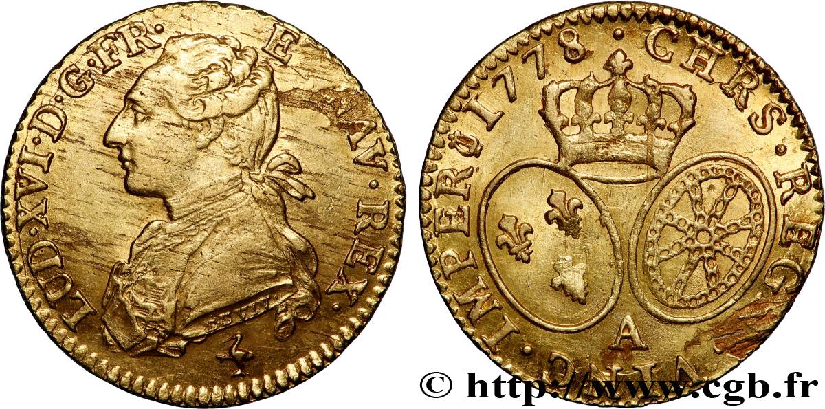 LOUIS XVI Louis d’or aux écus ovales 1778 Paris SPL