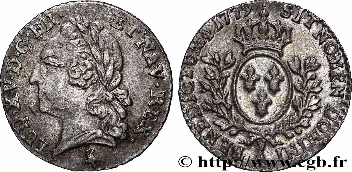 LOUIS XVI Vingtième d&nbsp;écu aux branches d&nbsp;olivier, buste lauré 1779 Paris TTB+