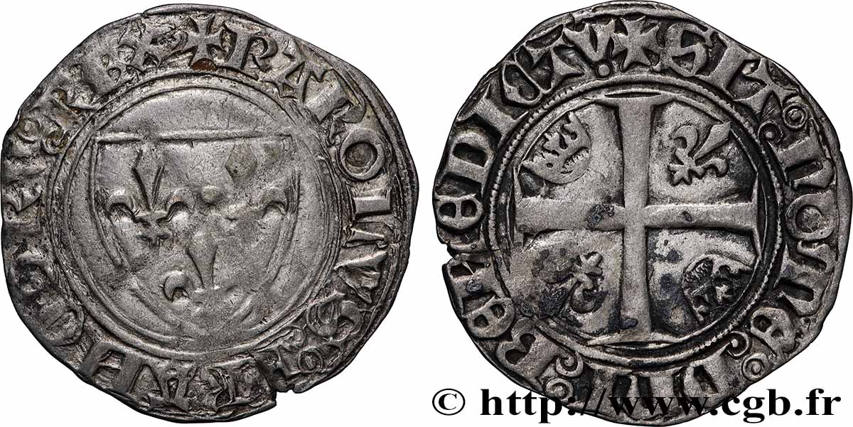 CHARLES VI LE FOU OU LE BIEN AIMÉ Blanc dit &nbsp;guénar&nbsp; n.d. Saint-André de Villeneuve-lès-Avignon TTB