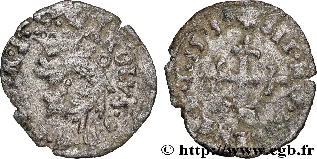 CHARLES IX Liard du Dauphiné, 2e émission 1573 Grenoble TB+/TB