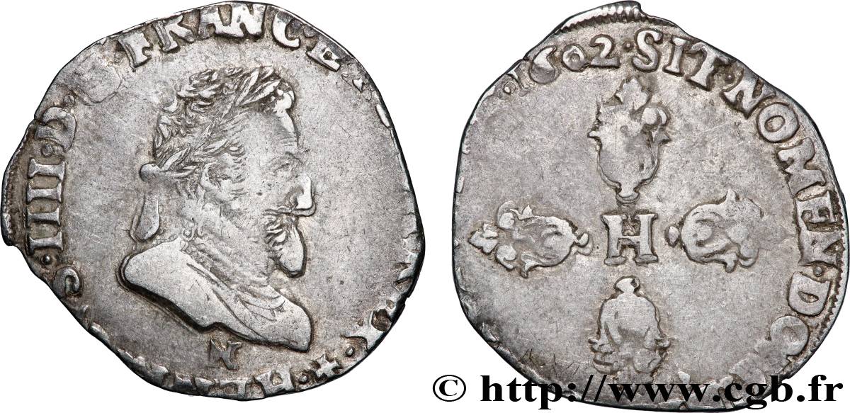 HENRI IV LE GRAND Demi-franc, type de Montpellier 1602 Montpellier TTB/TB+