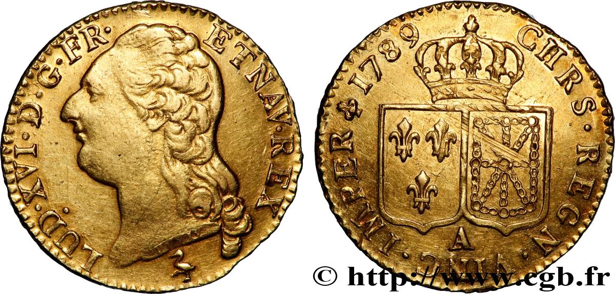 LOUIS XVI Louis d&nbsp;or aux écus accolés 1789 Paris TTB+/SUP