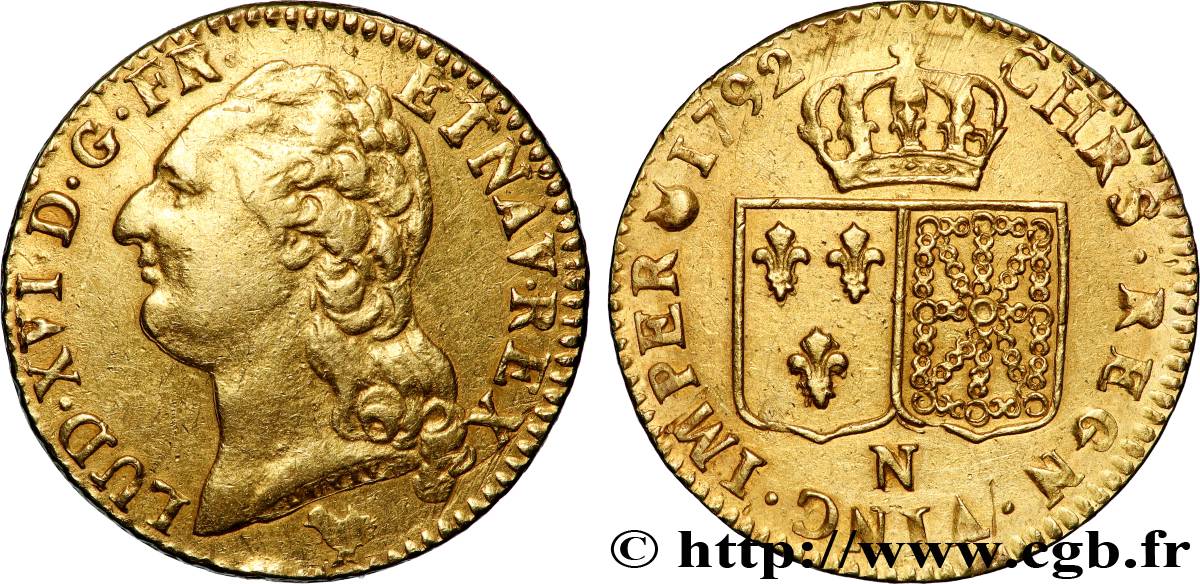 LOUIS XVI Louis d&nbsp;or aux écus accolés 1792 Montpellier TTB