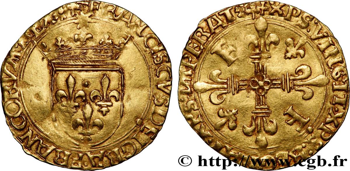 FRANÇOIS IER LE RESTAURATEUR DES LETTRES Écu d&nbsp;or au soleil, 5e type n.d. Lyon TTB