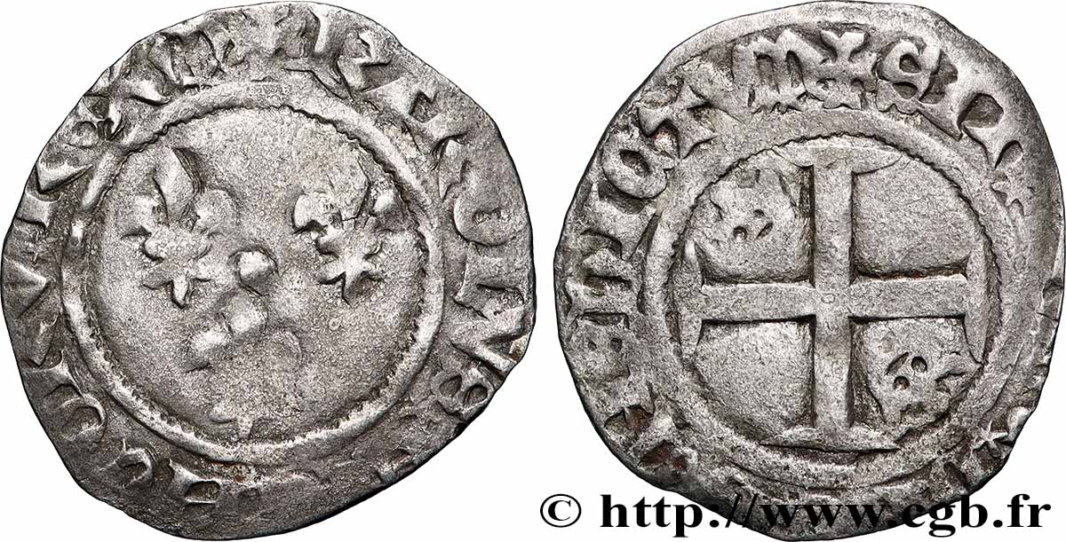 CHARLES VII &nbsp;THE WELL SERVED&nbsp; Petit blanc aux trois lis s.m. Mont-Saint-Michel fSS