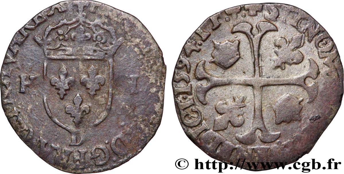 HENRI IV LE GRAND Douzain aux deux H, 2e type 1594 Lyon TB