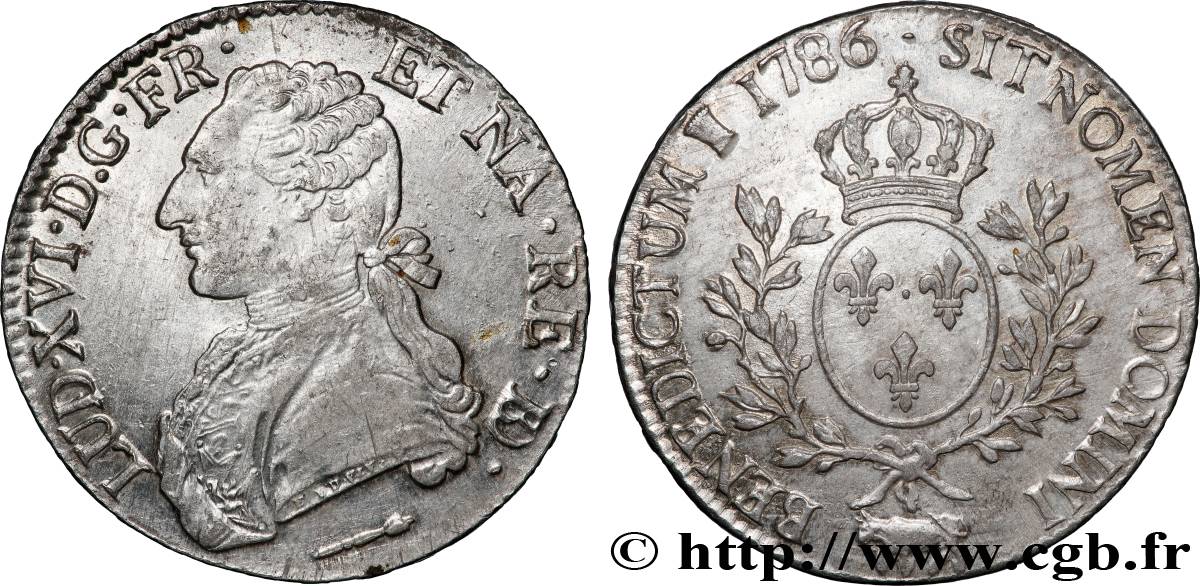 LOUIS XVI Écu aux branches d&nbsp;olivier 1786 Pau TTB+/SUP