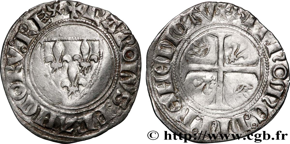 CHARLES VI LE FOU OU LE BIEN AIMÉ Blanc dit &nbsp;guénar&nbsp; n.d. Mâcon TTB/TB+