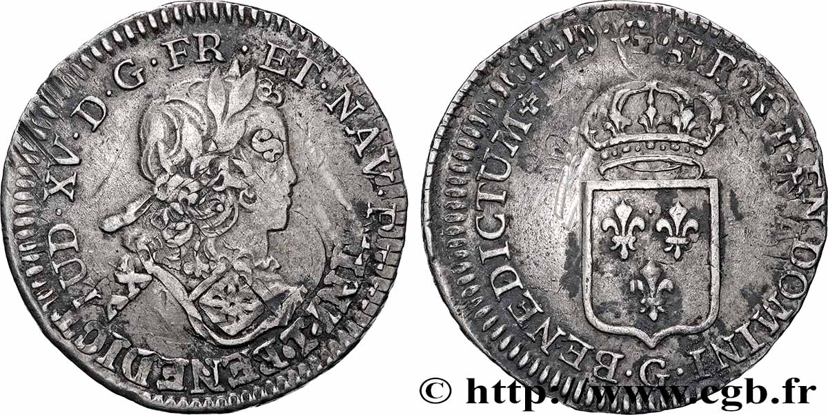 LOUIS XV DIT LE BIEN AIMÉ Sixième d&nbsp;écu de France 1721 Poitiers TB+