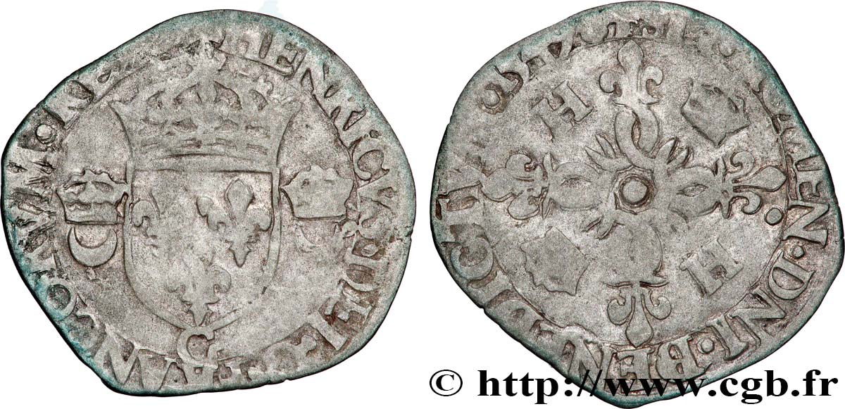 HENRI II Douzain aux croissants 1549 Poitiers TB