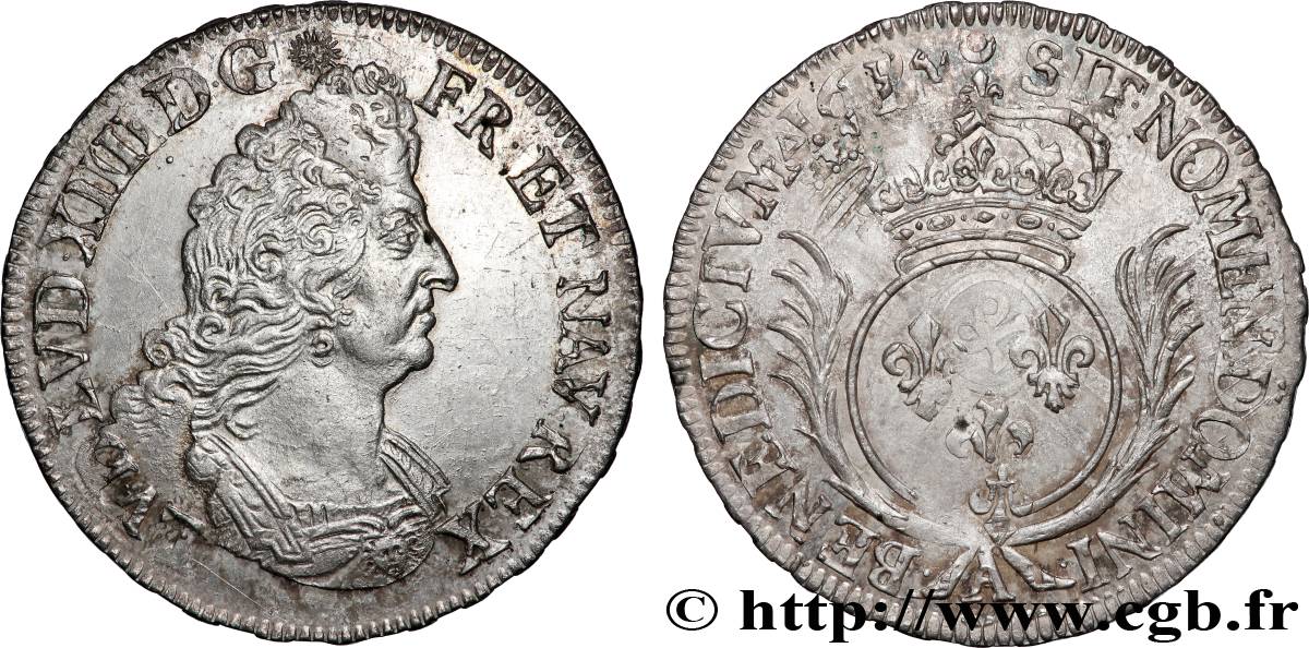LOUIS XIV LE GRAND OU LE ROI SOLEIL Demi-écu aux palmes 1694 Paris SUP/TTB+