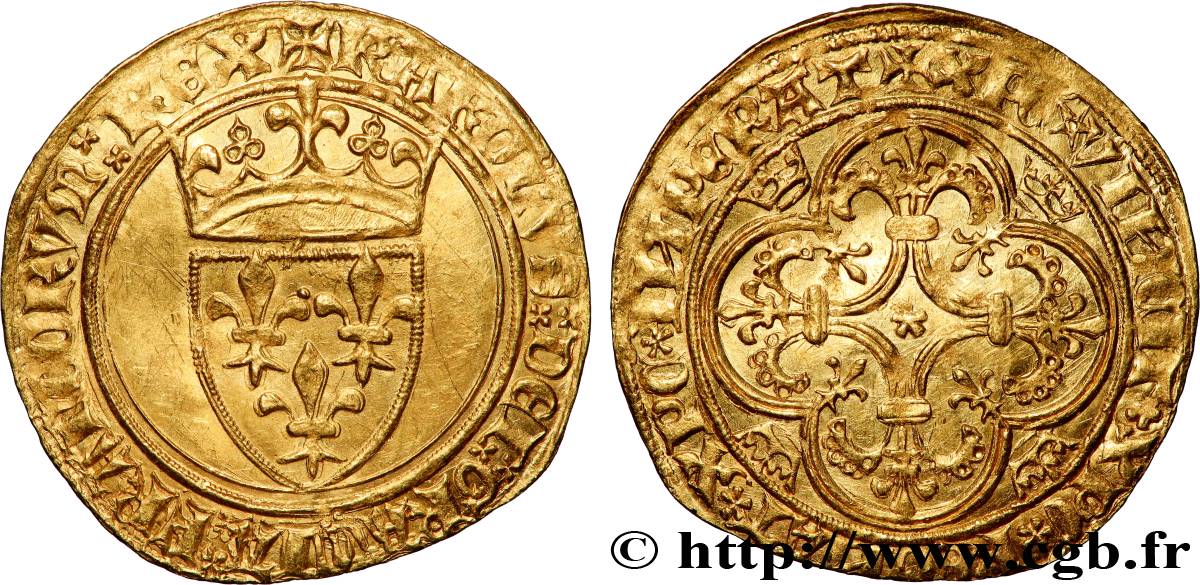 CHARLES VI LE FOU OU LE BIEN AIMÉ Écu d&nbsp;or à la couronne n.d. Troyes SUP