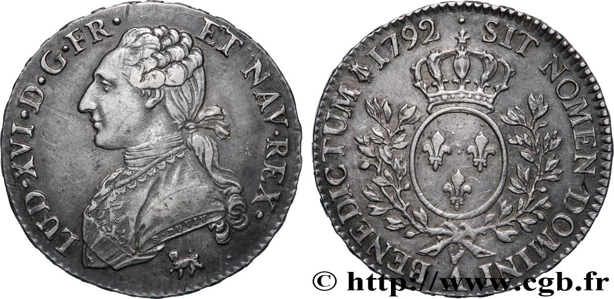 LOUIS XVI Demi-écu aux branches d&nbsp;olivier 1792 Paris TTB+/SUP