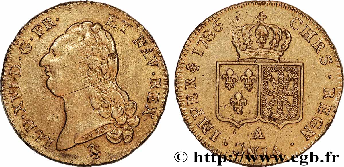 LOUIS XVI Double louis d’or aux écus accolés 1786 Paris TTB/TTB+