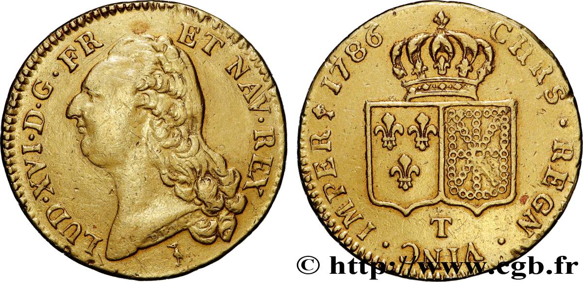 LOUIS XVI Double louis d’or aux écus accolés 1786 Nantes TTB