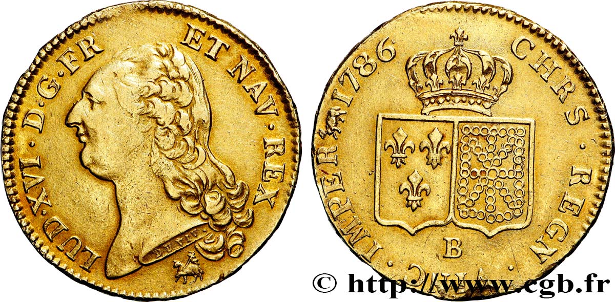 LOUIS XVI Double louis d’or aux écus accolés 1786 Rouen TTB