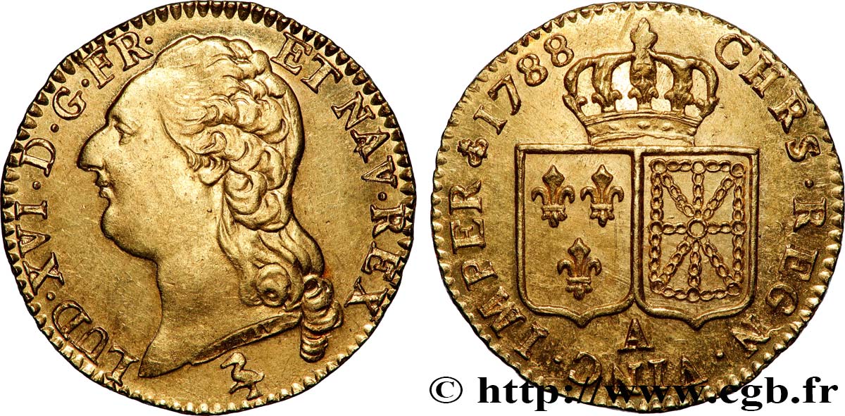 LOUIS XVI Louis d&nbsp;or aux écus accolés 1788 Paris AU