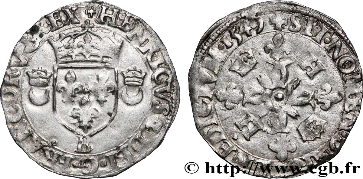 HENRY II Douzain aux croissants 1549 Rouen SS