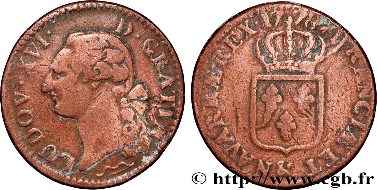 LOUIS XVI Sol dit &nbsp;à l&nbsp;écu&nbsp; 1778 Aix-en-Provence TB