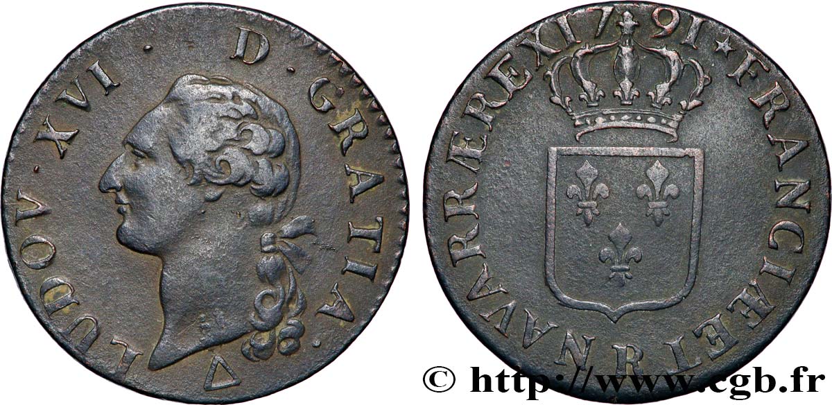 LOUIS XVI Sol dit &nbsp;à l&nbsp;écu&nbsp; 1791 Orléans BB