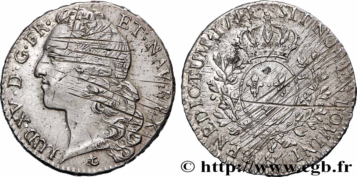 LOUIS XV &nbsp;THE WELL-BELOVED&nbsp; Demi-écu aux branches d’olivier, tête ceinte d’un bandeau 1741 Aix-en-Provence XF