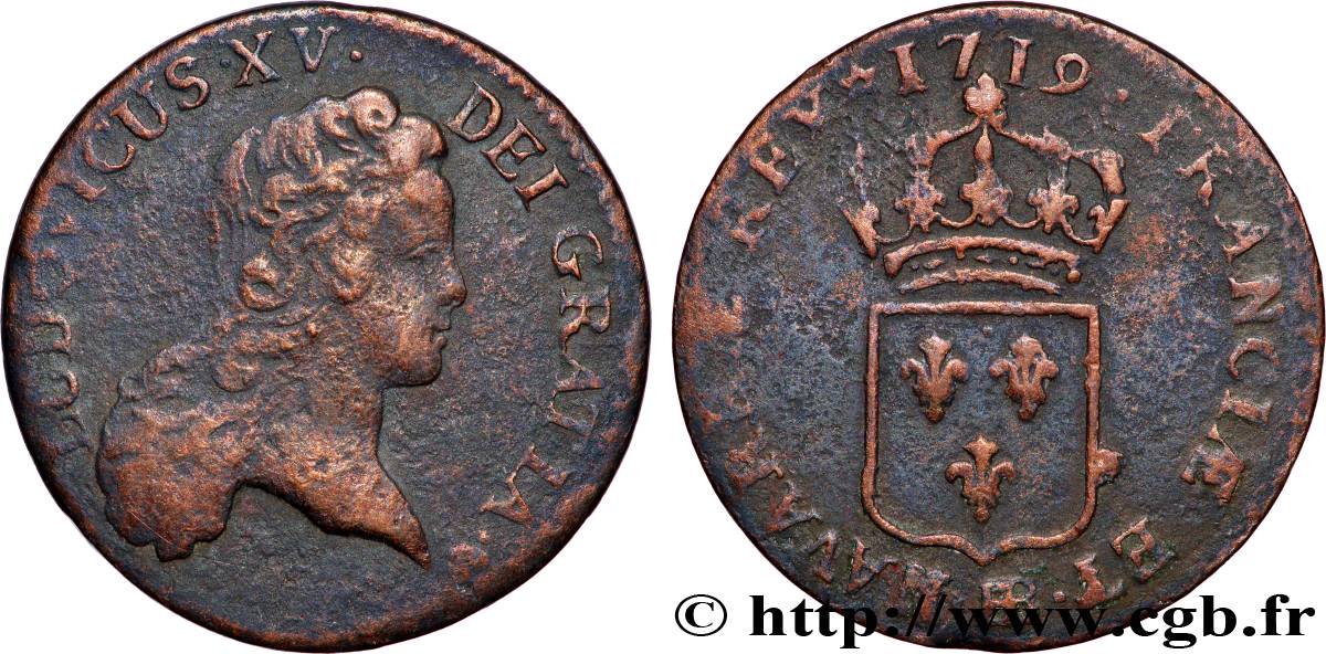 LOUIS XV DIT LE BIEN AIMÉ Demi-sol au buste enfantin 1719 Strasbourg TB+