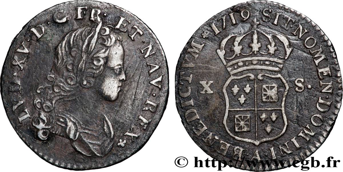 LOUIS XV DIT LE BIEN AIMÉ X sols de Navarre 1719 Paris TTB