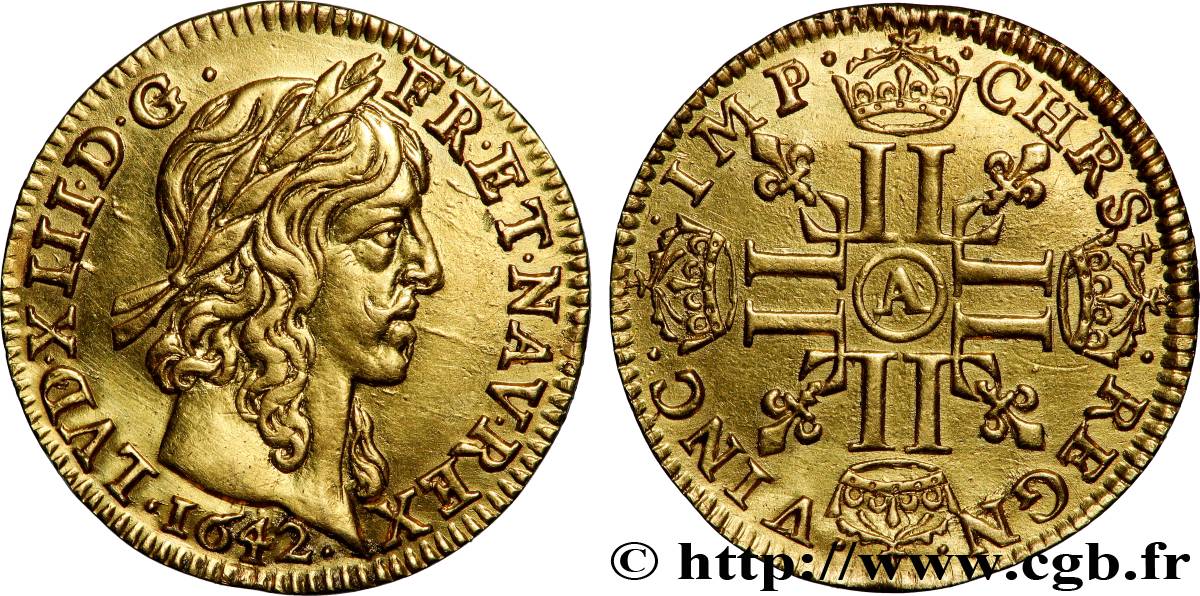 LOUIS XIII LE JUSTE Demi-louis d&nbsp;or aux huit L (effigie de Jean Warin) 1642 Paris, Monnaie du Louvre SUP
