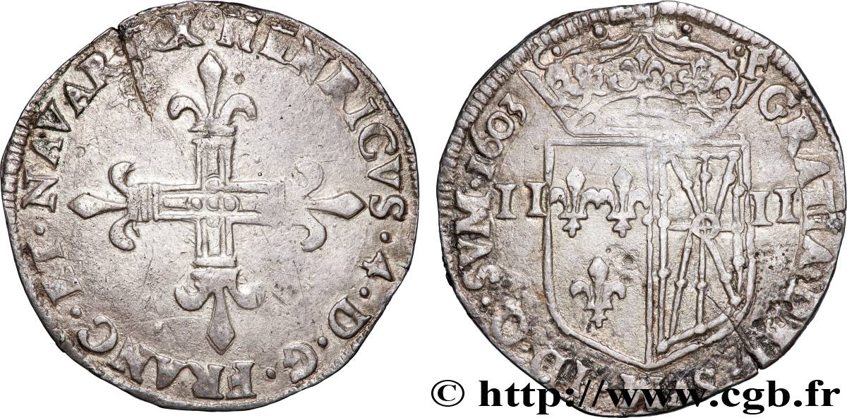 HENRY IV Quart d&nbsp;écu de Navarre 1603 Saint-Palais q.SPL