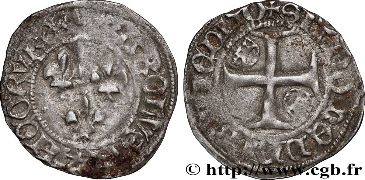 CHARLES VII LE VICTORIEUX Petit blanc aux trois lis s.m. Orléans TB+