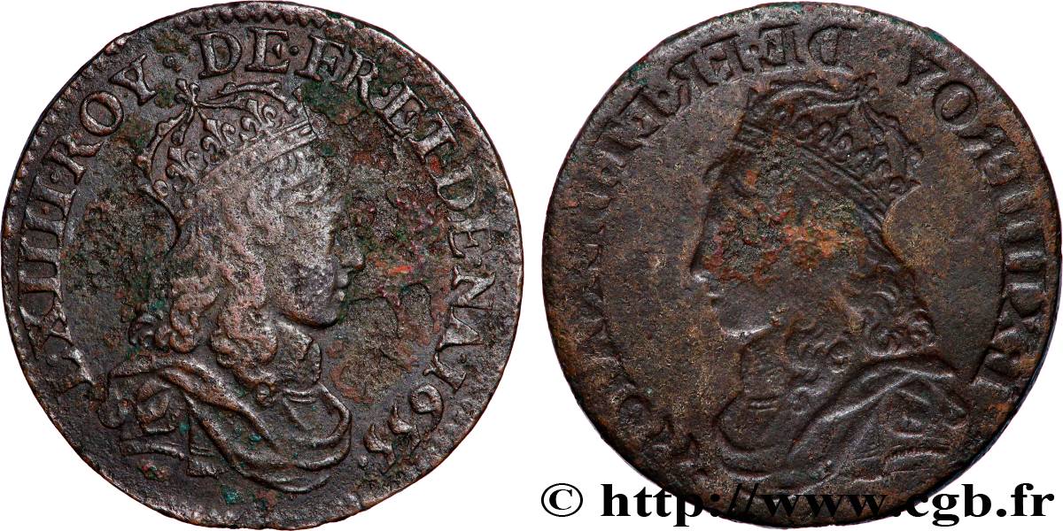 LOUIS XIV LE GRAND OU LE ROI SOLEIL Liard, incus 1655 Atelier indéterminé TB+