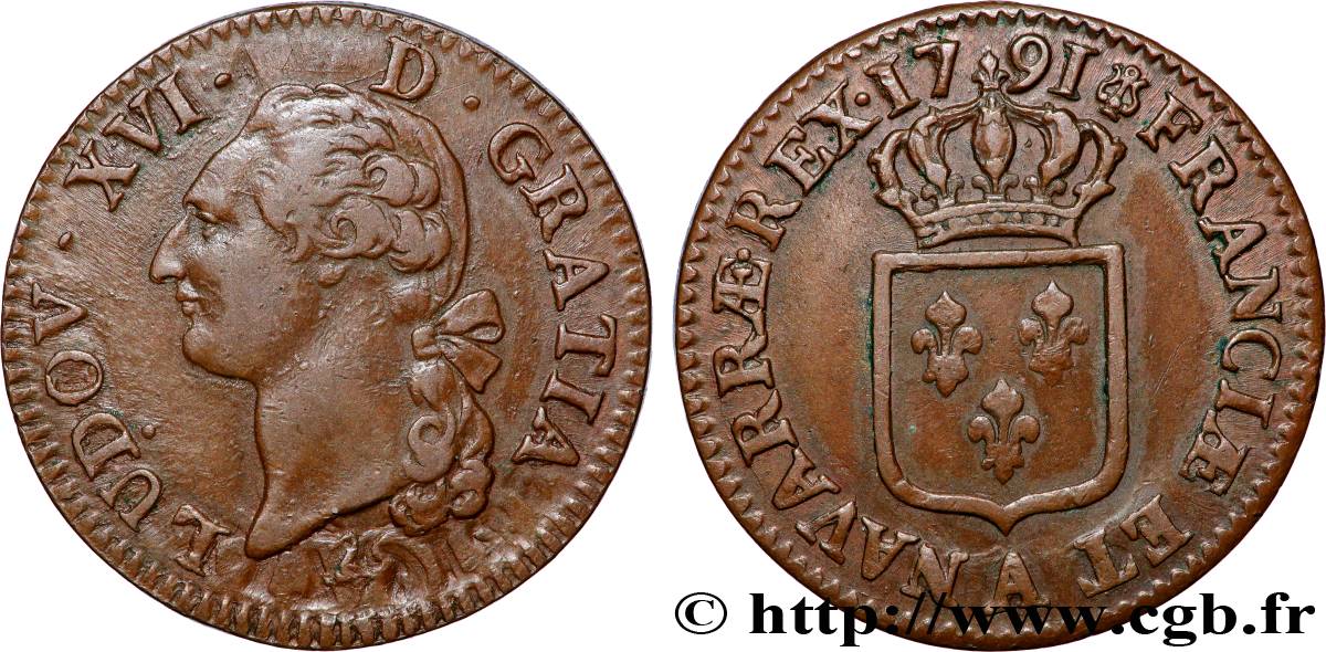LOUIS XVI Sol dit &nbsp;à l&nbsp;écu&nbsp; 1791 Paris fVZ/VZ