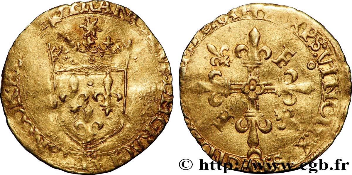 FRANÇOIS IER LE RESTAURATEUR DES LETTRES Écu d&nbsp;or au soleil, 5e type s.m. Bayonne B+/TB+