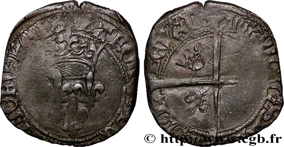 CHARLES VII LE VICTORIEUX Blanc dit &nbsp;florette&nbsp; s.m. Orléans TB