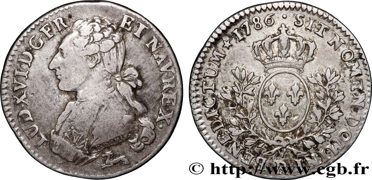 LOUIS XVI Cinquième d&nbsp;écu aux branches d&nbsp;olivier 1786 Orléans TB+/TTB