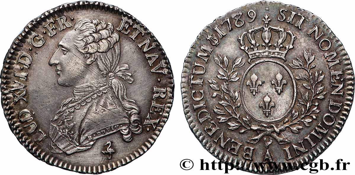 LOUIS XVI Demi-écu aux branches d&nbsp;olivier 1789 Paris VZ/fST