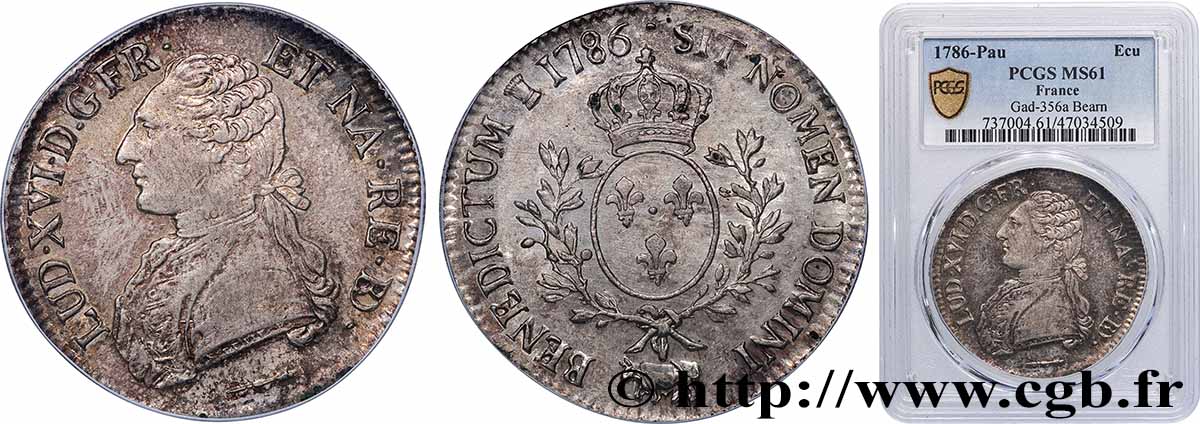 LOUIS XVI Écu aux branches d&nbsp;olivier 1786 Pau SUP61
