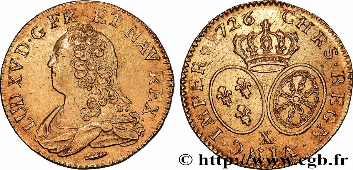 LOUIS XV DIT LE BIEN AIMÉ Louis d&nbsp;or aux écus ovales, buste habillé 1726 Amiens SUP