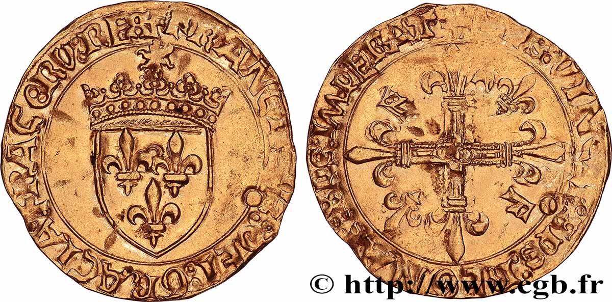 FRANÇOIS IER LE RESTAURATEUR DES LETTRES Écu d&nbsp;or au soleil, 5e type s.m. Limoges SUP/TTB+