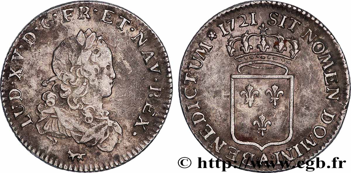 LOUIS XV DIT LE BIEN AIMÉ Tiers d&nbsp;écu de France 1721 Paris TTB