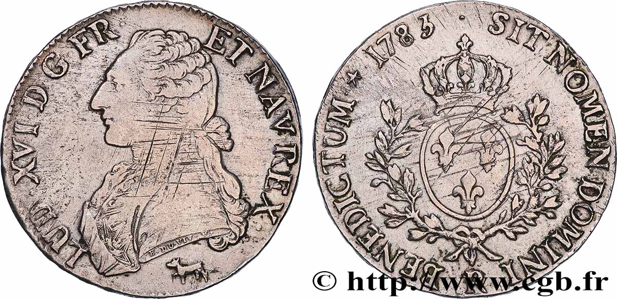 LOUIS XVI Écu aux branches d&nbsp;olivier 1783 Orléans TB+/TTB