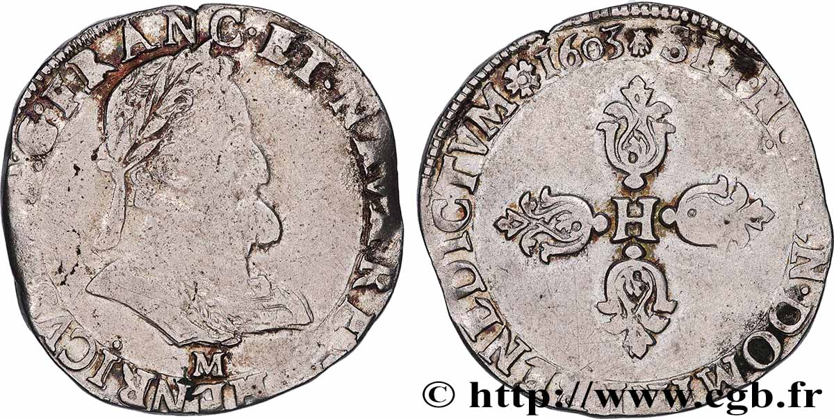 HENRI IV LE GRAND Demi-franc 1603 Toulouse TB+/TTB