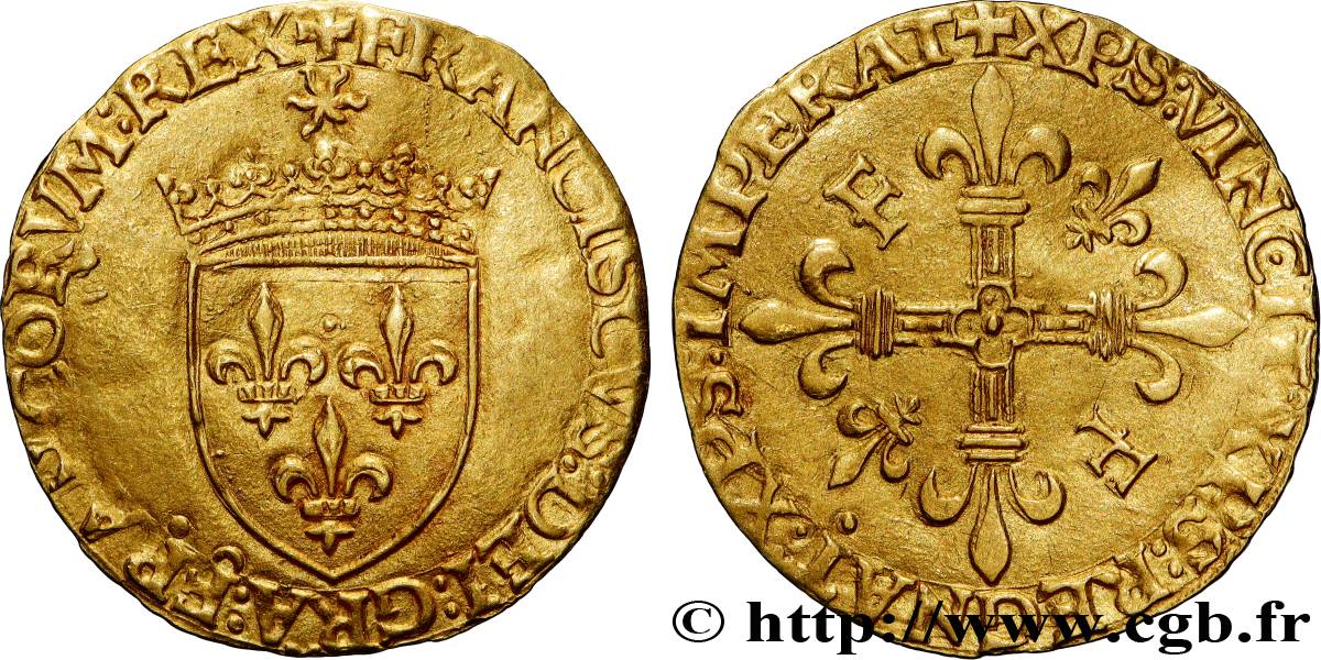 FRANCOIS I Écu d&nbsp;or au soleil, 5e type s.m. Paris q.SPL