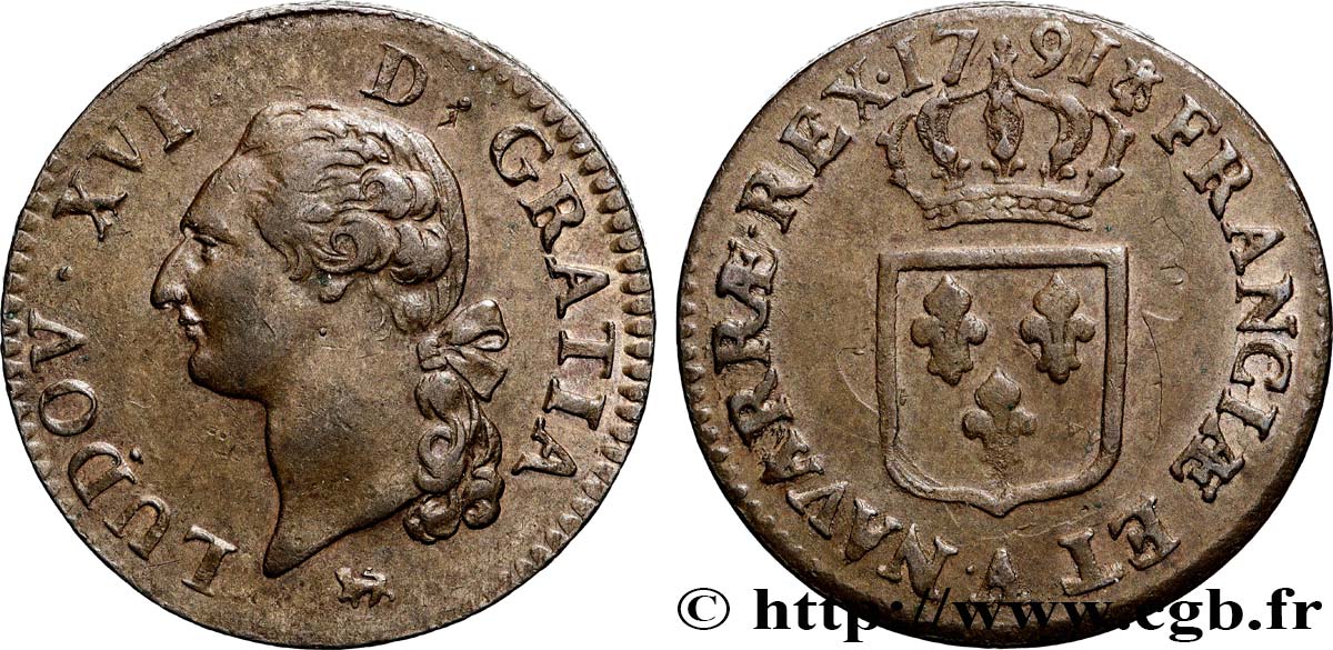 LOUIS XVI Sol dit &nbsp;à l&nbsp;écu&nbsp; 1791 Paris TTB+