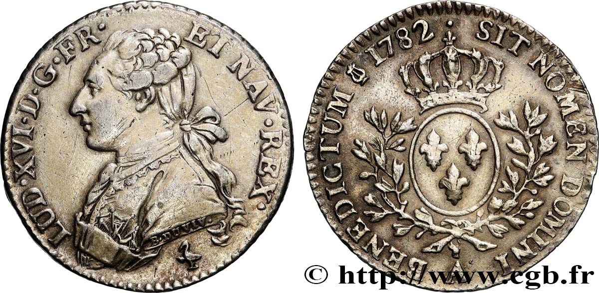 LOUIS XVI Cinquième d&nbsp;écu aux branches d&nbsp;olivier 1782 Paris XF/AU