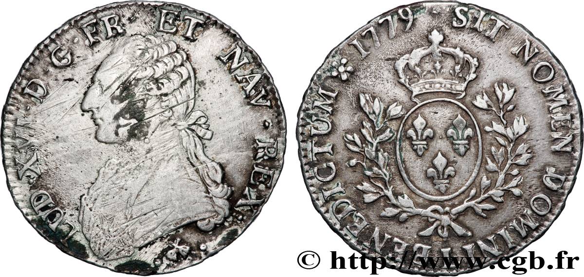 LOUIS XVI Écu aux branches d&nbsp;olivier 1779 Bayonne TTB